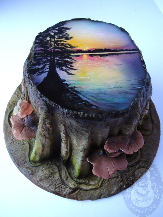 cakes cake birthday themed sunset hunting sunrise grooms rock cupcake fondant torták decorating painted crazy adults airbrush source megnyitás innen
