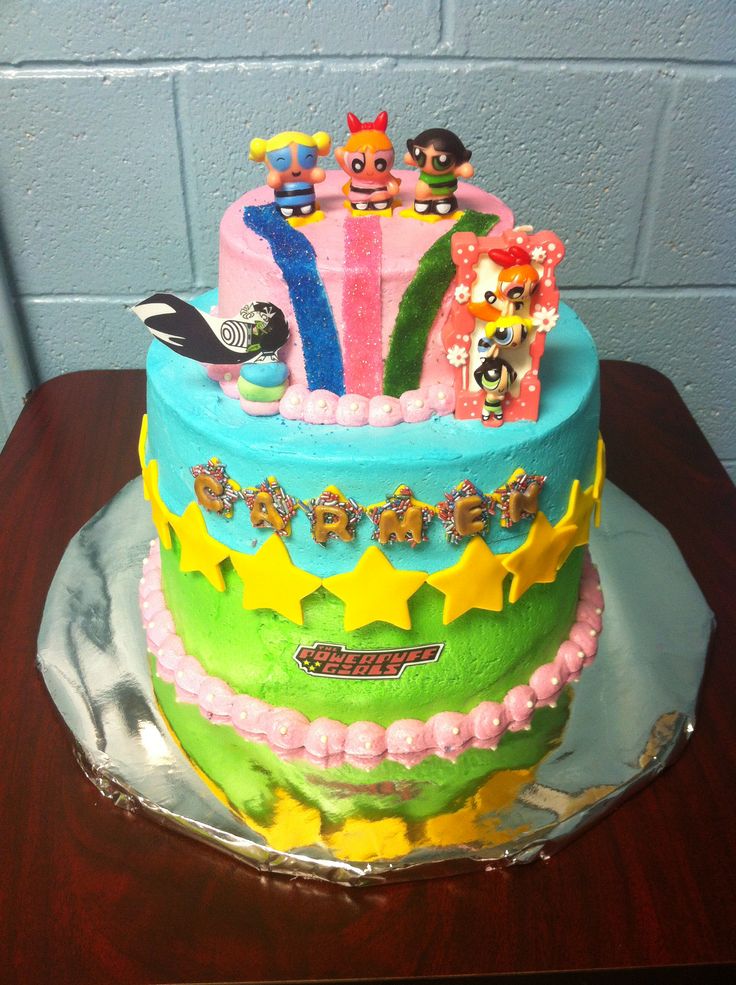 Powerpuff Girls Cake Topper  Happy Birthday Cartoon Cake Decoraitons for  Childrens Birthday Baby Shower Party Decorations Supplies  Amazonin  Grocery  Gourmet Foods